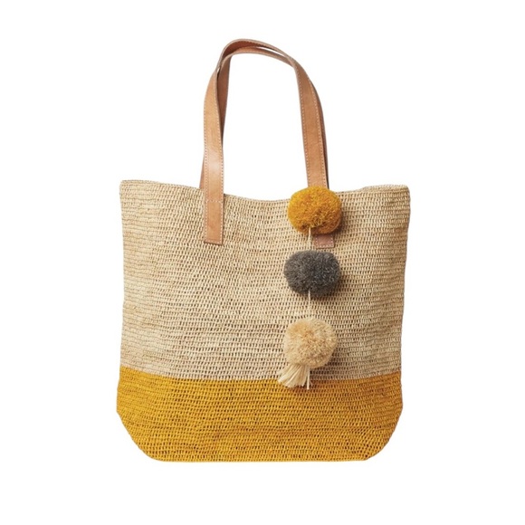 NWT Mar Y Sol Montauk Straw Large Tote in Sunflower - Picture 13 of 13